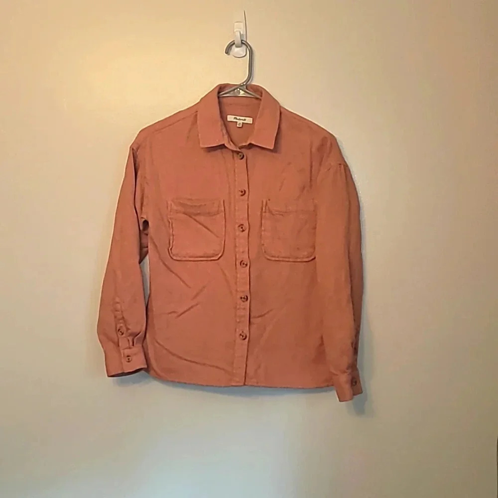 Madewell Women's XXS coral pink flannel style button down dress shirt LOT-E